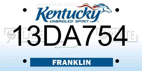 13DA754 Kentucky License Plate