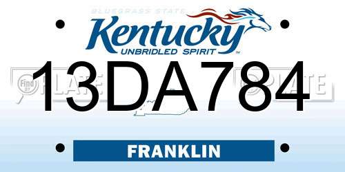 13DA784 Kentucky License Plate
