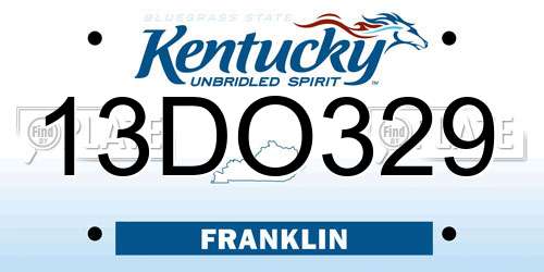13DO329 Kentucky License Plate