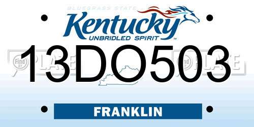 13DO503 Kentucky License Plate