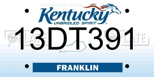 13DT391 Kentucky License Plate