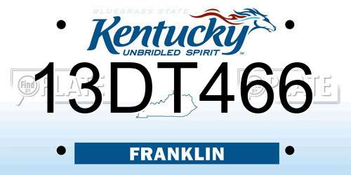 13DT466 Kentucky License Plate