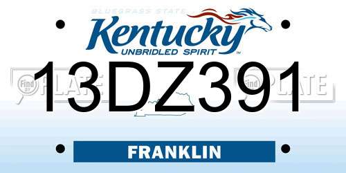 13DZ391 Kentucky License Plate