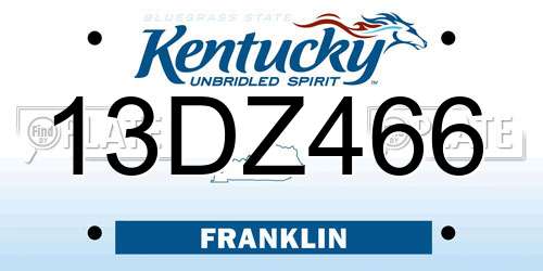 13DZ466 Kentucky License Plate