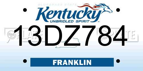 13DZ784 Kentucky License Plate
