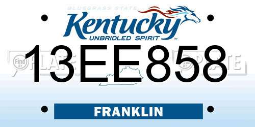 13EE858 Kentucky License Plate