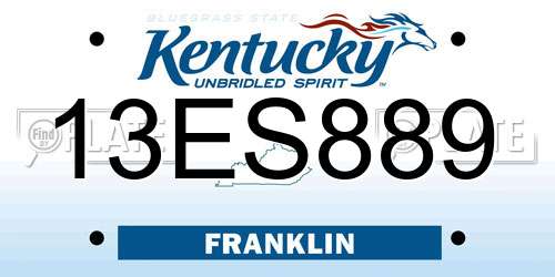 13ES889 Kentucky License Plate