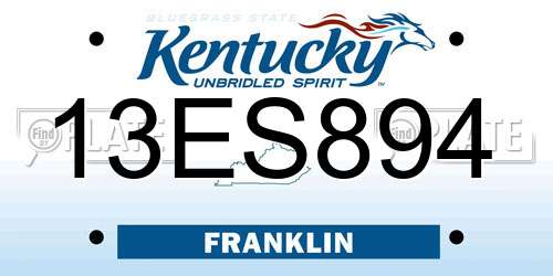 13ES894 Kentucky License Plate