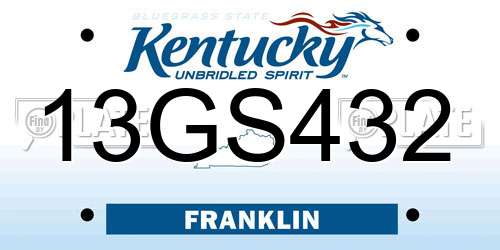 13GS432 Kentucky License Plate