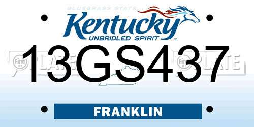13GS437 Kentucky License Plate