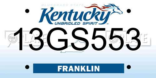 13GS553 Kentucky License Plate