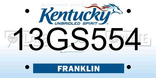 13GS554 Kentucky License Plate