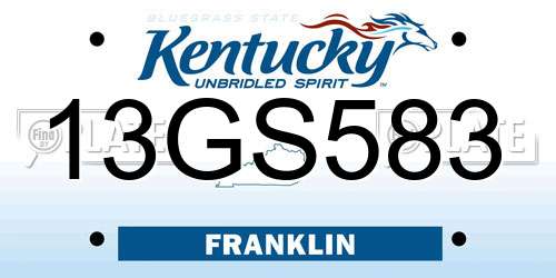 13GS583 Kentucky License Plate