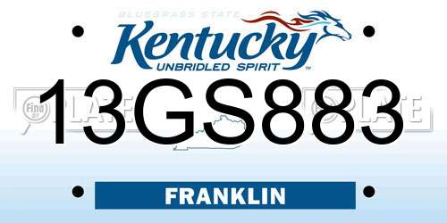 13GS883 Kentucky License Plate