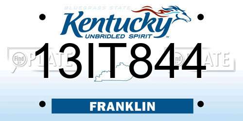 13IT844 Kentucky License Plate