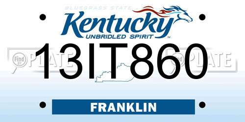 13IT860 Kentucky License Plate