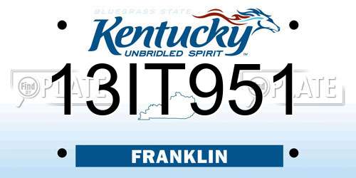 13IT951 Kentucky License Plate