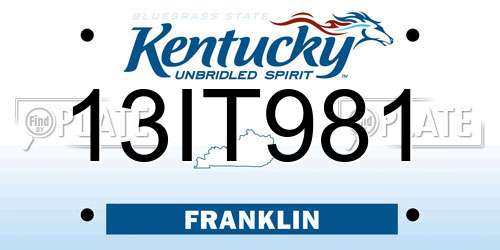 13IT981 Kentucky License Plate