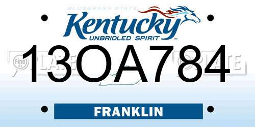 13OA784 Kentucky License Plate