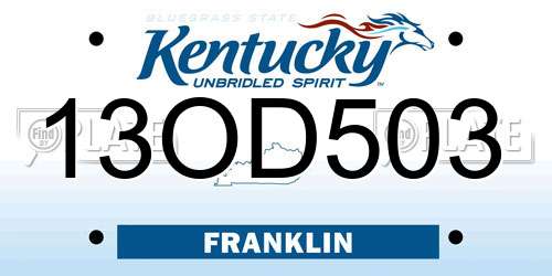 13OD503 Kentucky License Plate