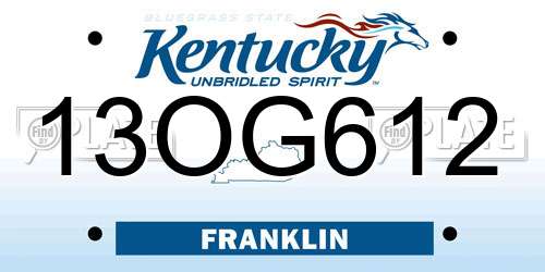 13OG612 Kentucky License Plate