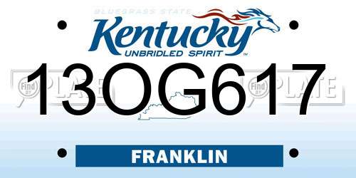 13OG617 Kentucky License Plate