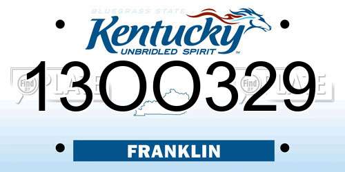 13OO329 Kentucky License Plate