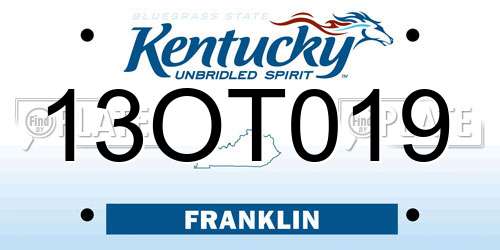 13OT019 Kentucky License Plate