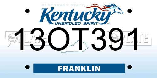 13OT391 Kentucky License Plate