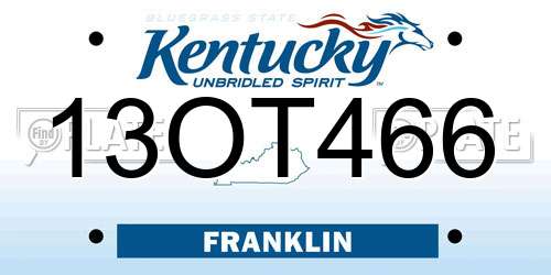 13OT466 Kentucky License Plate