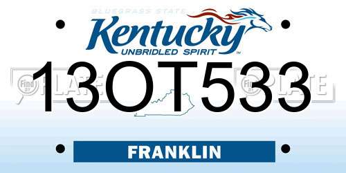 13OT533 Kentucky License Plate