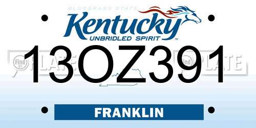 13OZ391 Kentucky License Plate