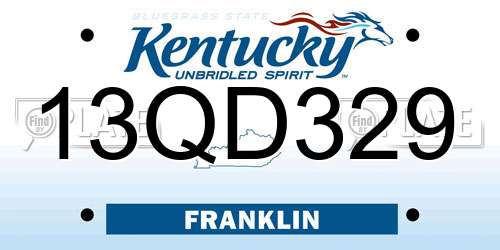 13QD329 Kentucky License Plate