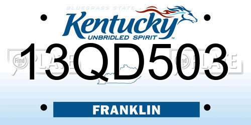 13QD503 Kentucky License Plate