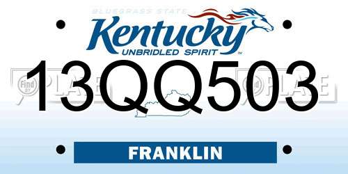 13QQ503 Kentucky License Plate