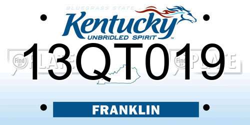13QT019 Kentucky License Plate