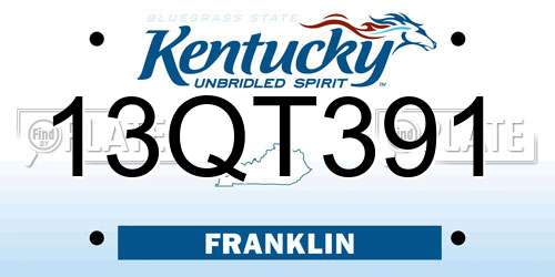 13QT391 Kentucky License Plate