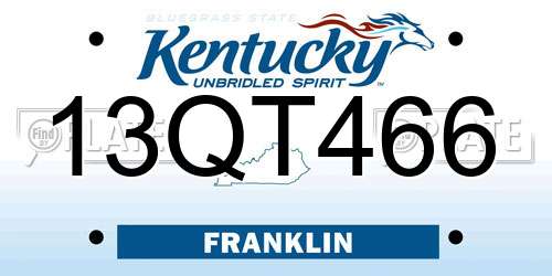 13QT466 Kentucky License Plate