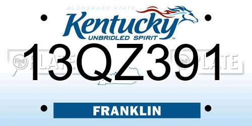 13QZ391 Kentucky License Plate