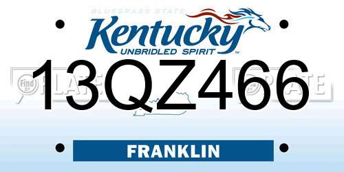 13QZ466 Kentucky License Plate