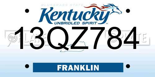 13QZ784 Kentucky License Plate