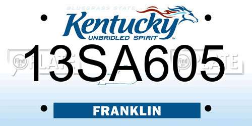 13SA605 Kentucky License Plate