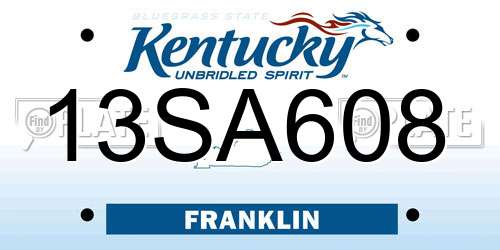 13SA608 Kentucky License Plate