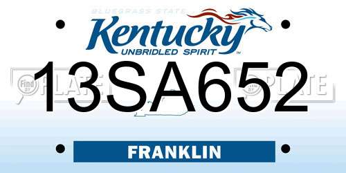 13SA652 Kentucky License Plate