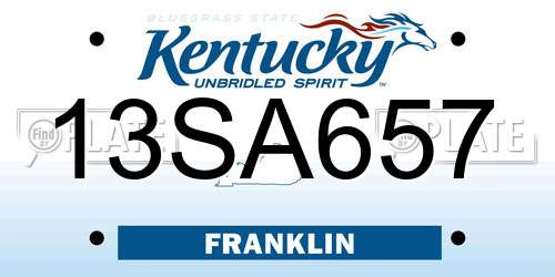 13SA657 Kentucky License Plate