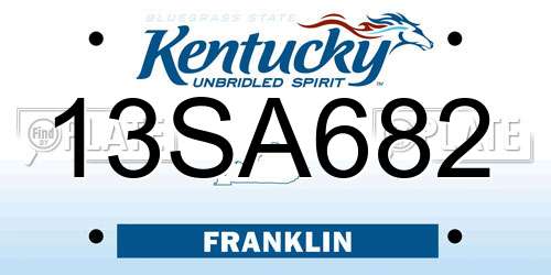 13SA682 Kentucky License Plate