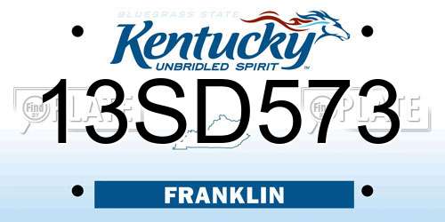 13SD573 Kentucky License Plate