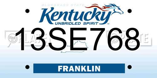 13SE768 Kentucky License Plate