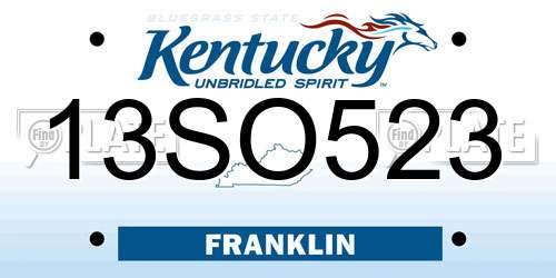 13SO523 Kentucky License Plate