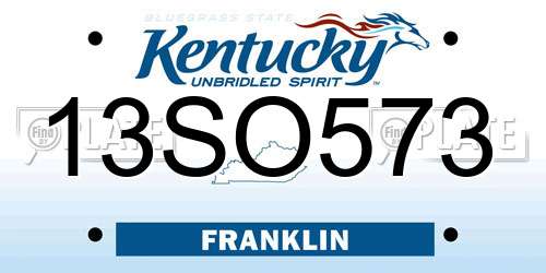 13SO573 Kentucky License Plate